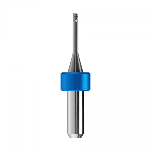 solid carbide high feed end mill Ø2mm, optimized for machining CoCr, titanium