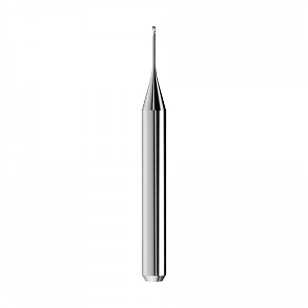 solid carbide ballnose end mill Ø0,6mm, optimized for machining PMMA, PEEK, wax