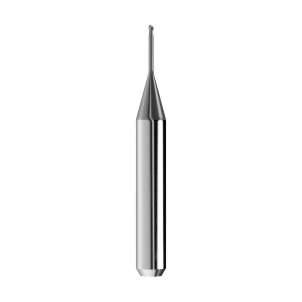 solid carbide ballnose end mill Ø1mm, optimized for machining CoCr, titanium