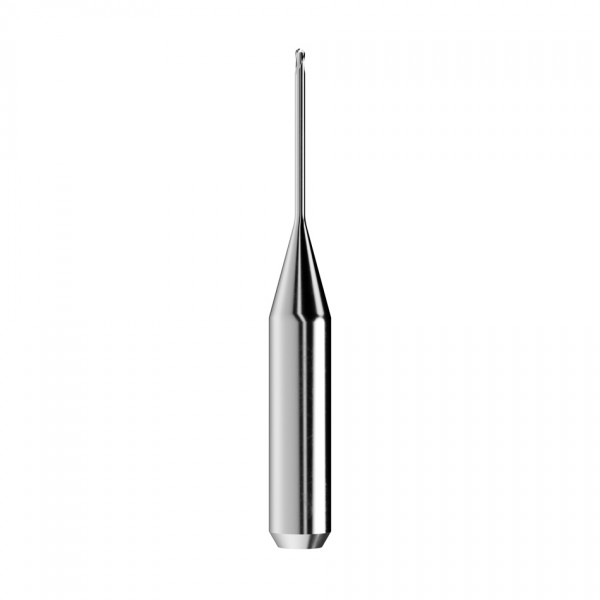 solid carbide ballnose end mill Ø1mm, optimized for machining zirconium oxide, PMMA, wax