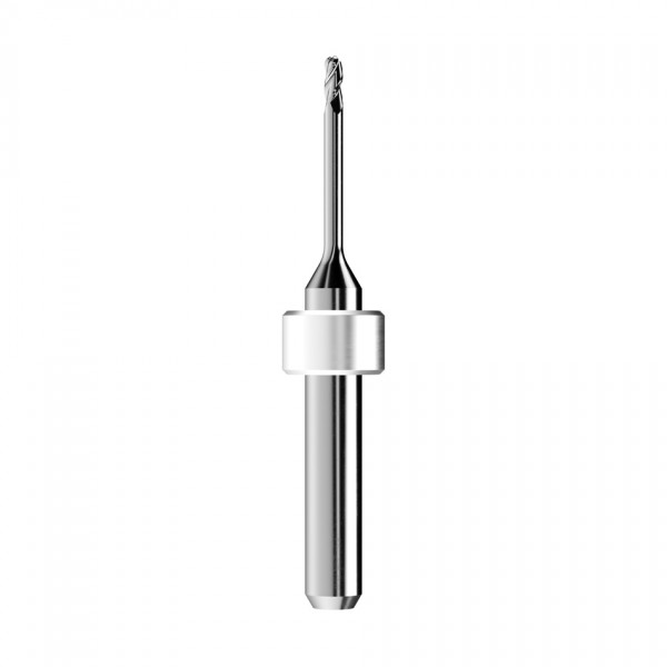 solid carbide ballnose end mill Ø2mm, optimized for machining zirconium oxide