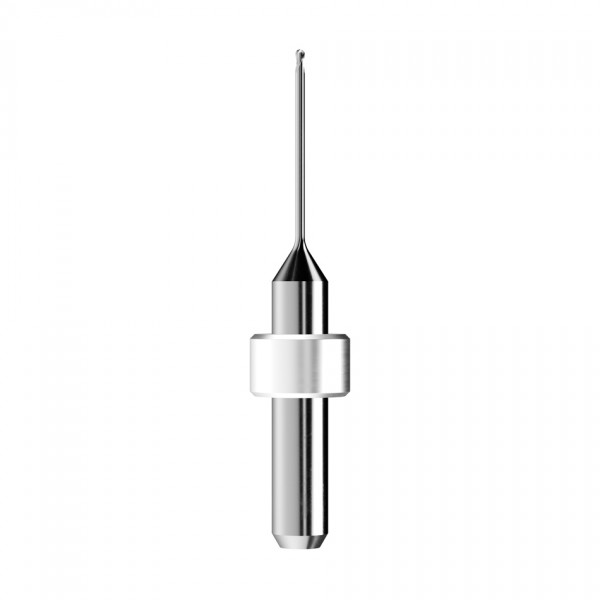 solid carbide ballnose end mill Ø1mm, optimized for machining zirconium oxide, PMMA, wax