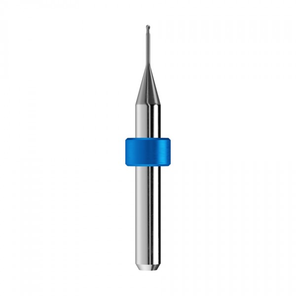 solid carbide ballnose end mill Ø1mm, optimized for machining CoCr, titanium