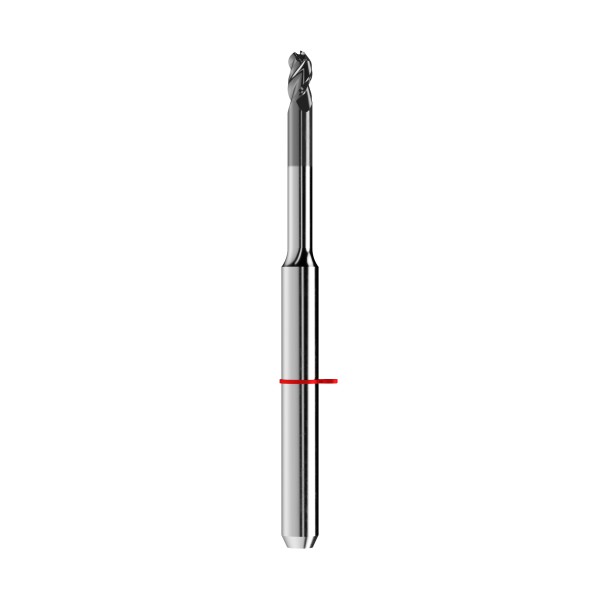 solid carbide ballnose end mill Ø2mm, optimized for machining zirconium oxide