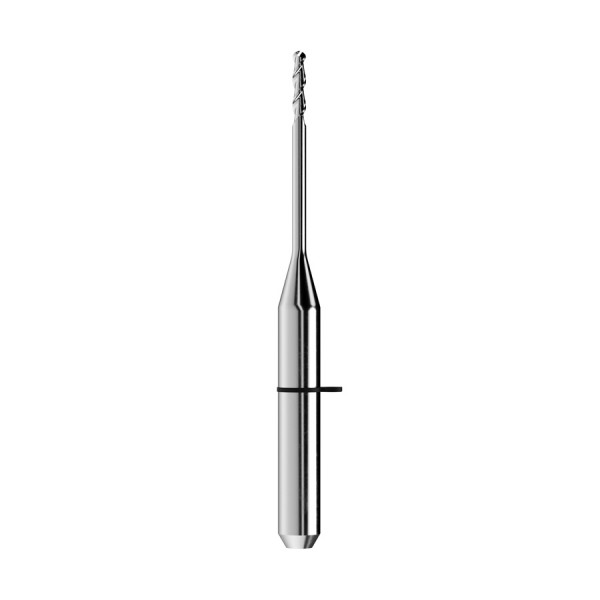 solid carbide ballnose end mill Ø1mm, optimized for machining zirconium oxide, PMMA, wax