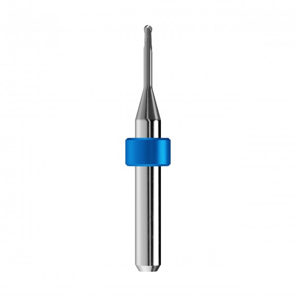 solid carbide ballnose end mill Ø2mm, optimized for machining CoCr, titanium