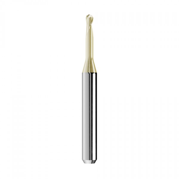 solid carbide ballnose end mill Ø2mm, optimized for machining gold