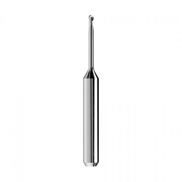 solid carbide ballnose end mill Ø2mm, optimized for machining zirconium oxide, PMMA, wax