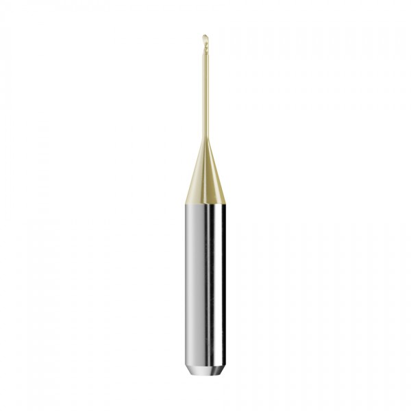 solid carbide ballnose end mill Ø1mm, optimized for machining PMMA, PEEK, wax