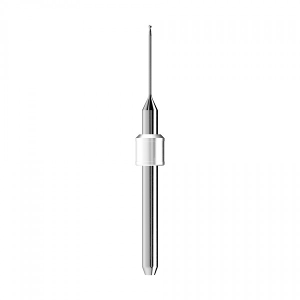 solid carbide ballnose end mill Ø0,6mm, optimized for machining zirconium oxide, PMMA, PEEK, wax