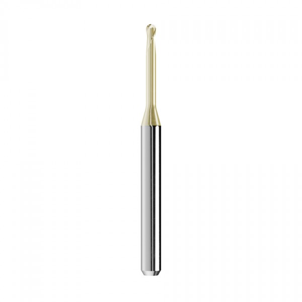 solid carbide ballnose end mill Ø2mm, optimized for machining zirconium oxide