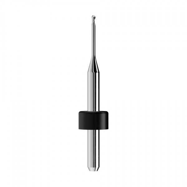 solid carbide ballnose end mill Ø1mm, optimized for machining zirconium oxide, PMMA, wax