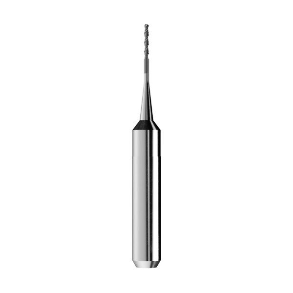 solid carbide ballnose end mill Ø1mm, optimized for machining zirconium oxide