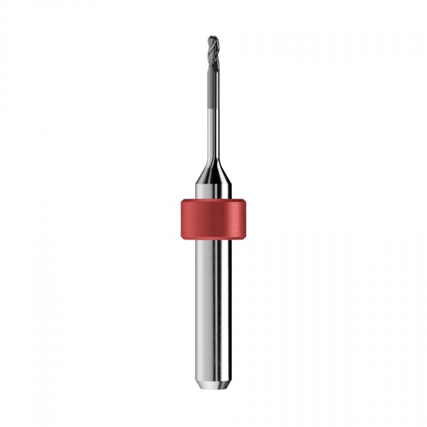 solid carbide ballnose end mill Ø2mm, optimized for machining zirconium oxide