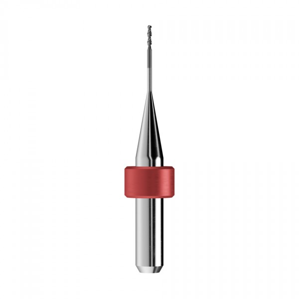 solid carbide ballnose end mill Ø1mm, optimized for machining zirconium oxide