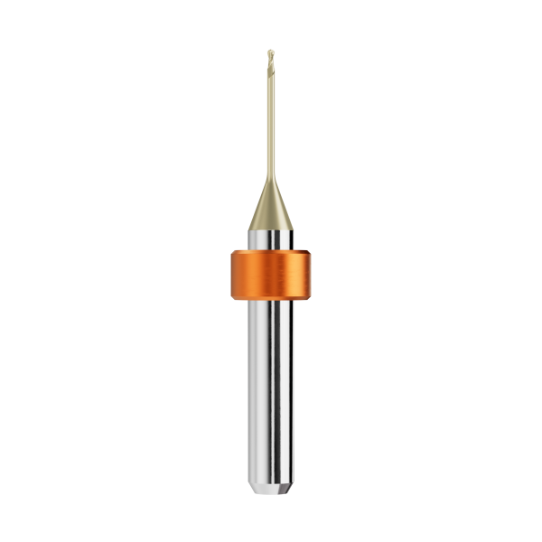solid carbide ballnose end mill Ø1mm, optimized for machining zirconium oxide, PMMA