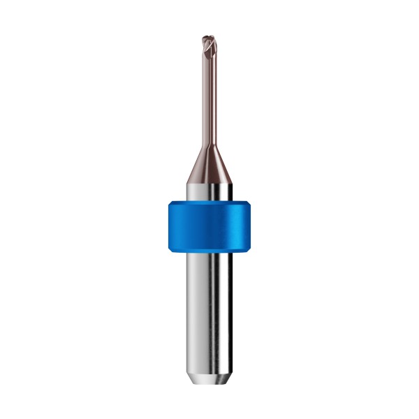 solid carbide high speed end mill Ø2mm, optimized for machining CoCr, titanium