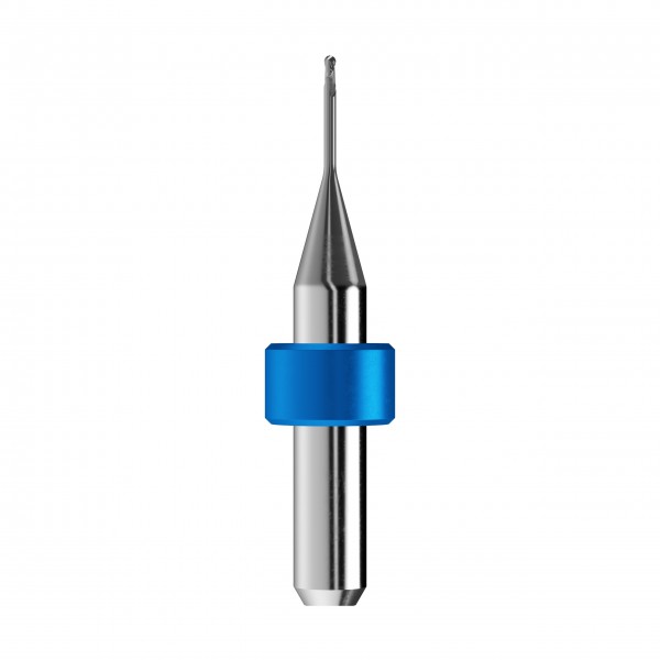 solid carbide ballnose end mill Ø1mm, optimized for machining CoCr, titanium