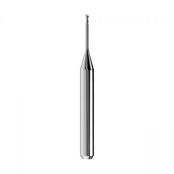 solid carbide ballnose end mill Ø1mm, optimized for machining zirconium oxide, PMMA, wax