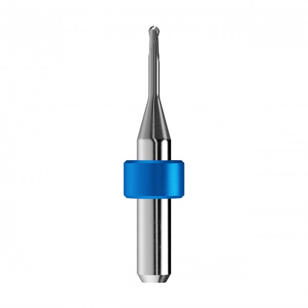 solid carbide ballnose end mill Ø2mm, optimized for machining CoCr, titanium