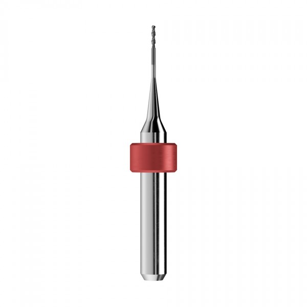 solid carbide ballnose end mill Ø1mm, optimized for machining zirconium oxide