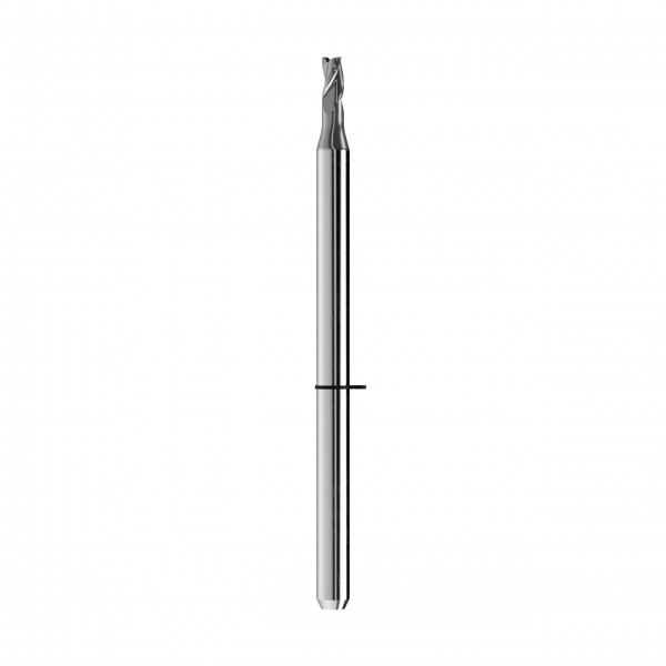 solid carbide end mill Ø2mm, optimized for machining CoCr, titanium