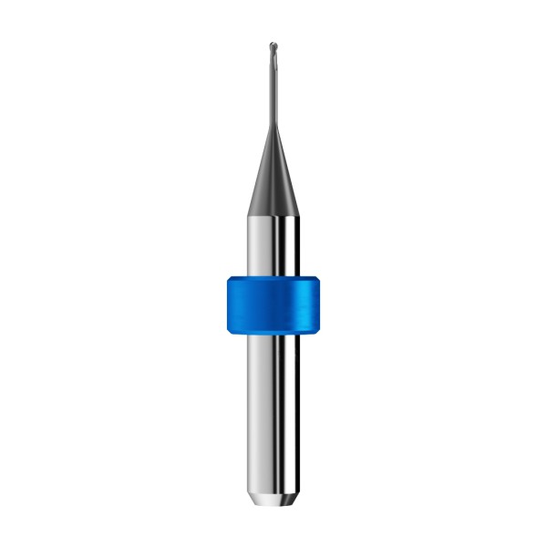 solid carbide ballnose end mill Ø1mm, optimized for machining CoCr, titanium