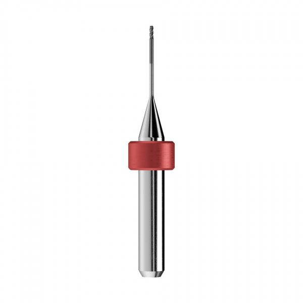 solid carbide ballnose end mill Ø1mm, optimized for machining zirconium oxide