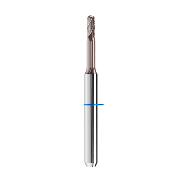 solid carbide ballnose end mill Ø2mm, optimized for machining CoCr, titanium