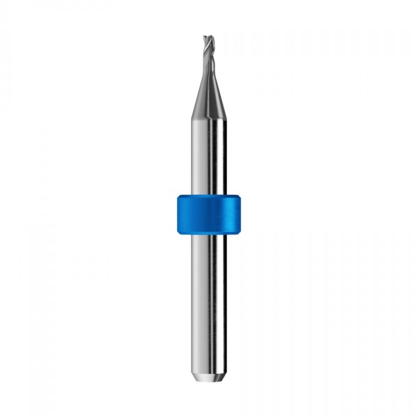 solid carbide end mill Ø2mm, optimized for machining titanium, CoCr