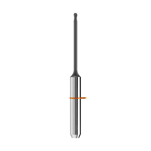 solid carbide ballnose end mill Ø1mm, optimized for machining zirconium oxide