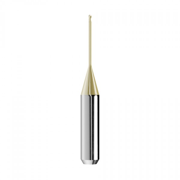 solid carbide ballnose end mill Ø1mm, optimized for machining zirconium oxide, PMMA