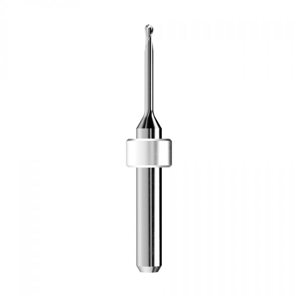 solid carbide ballnose end mill Ø2mm, optimized for machining zirconium oxide, PMMA, wax