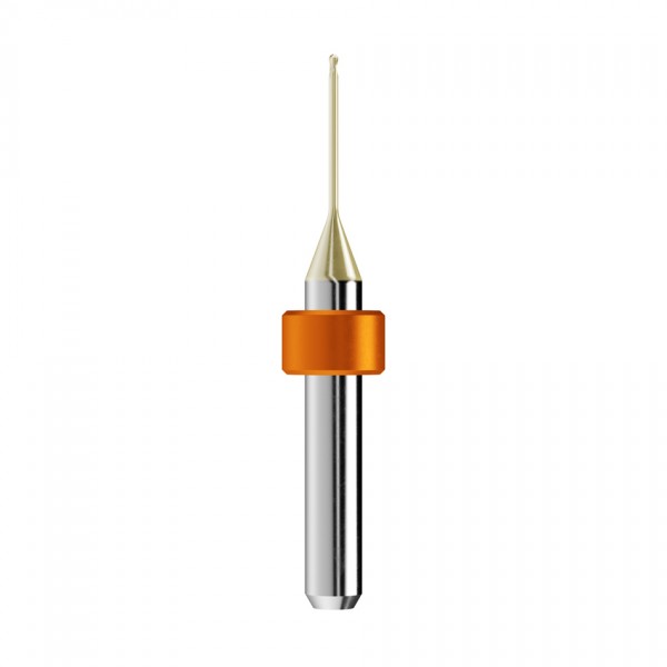 solid carbide ballnose end mill Ø1mm, optimized for machining zirconium oxide, PMMA