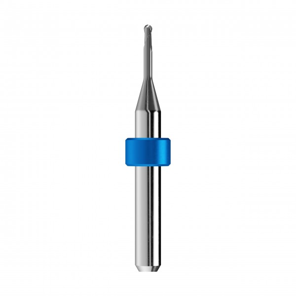 solid carbide ballnose end mill Ø2mm, optimized for machining CoCr, titanium