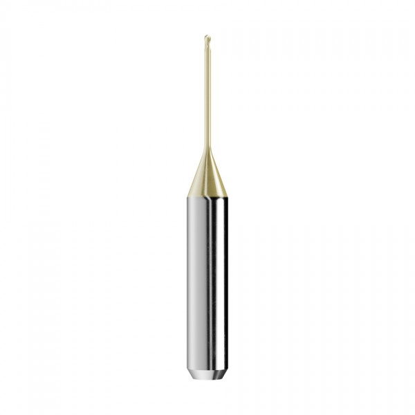 solid carbide ballnose end mill Ø1mm, optimized for machining zirconium oxide, PMMA