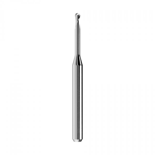 solid carbide ballnose end mill Ø2mm, optimized for machining zirconium oxide, PMMA, PEEK, wax