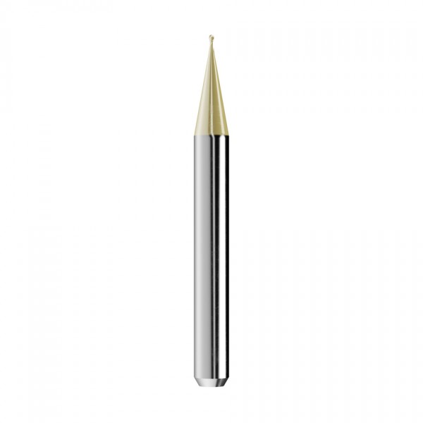 solid carbide ballnose end mill Ø0,6mm, optimized for machining gold