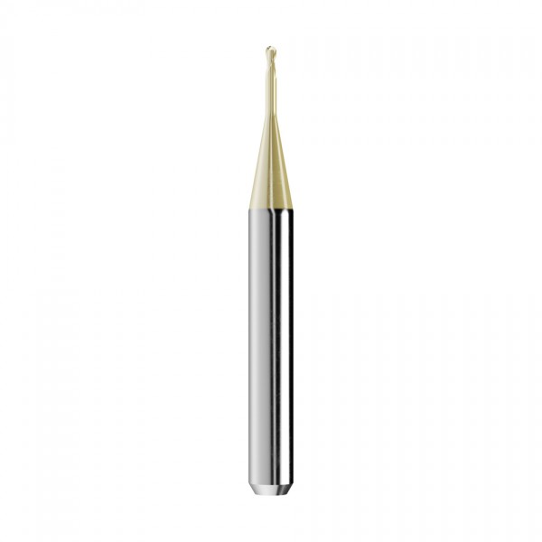 solid carbide ballnose end mill Ø1mm, optimized for machining gold