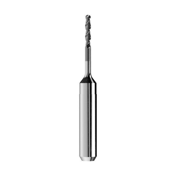 solid carbide ballnose end mill Ø2mm, optimized for machining zirconium oxide