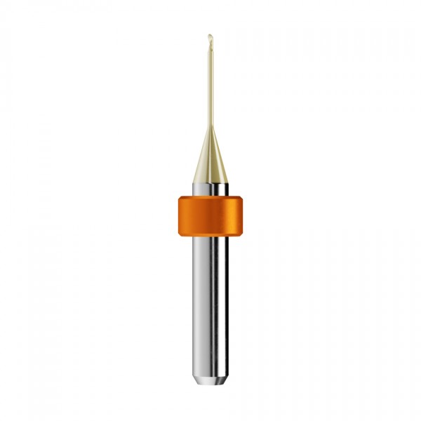 solid carbide ballnose end mill Ø1mm, optimized for machining PMMA, PEEK, wax