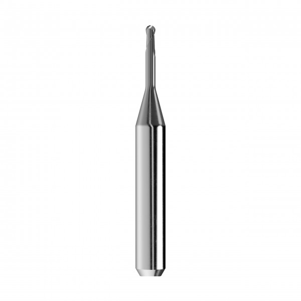 solid carbide ballnose end mill Ø2mm, optimized for machining CoCr, titanium