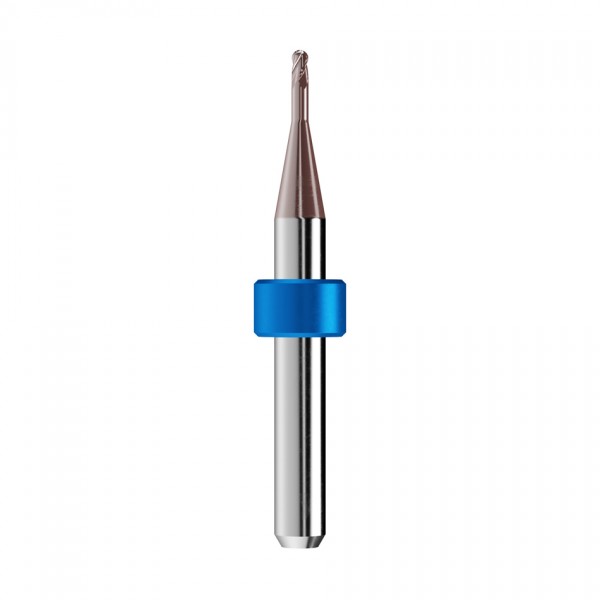 solid carbide ballnose end mill Ø2mm, optimized for machining CoCr, titanium