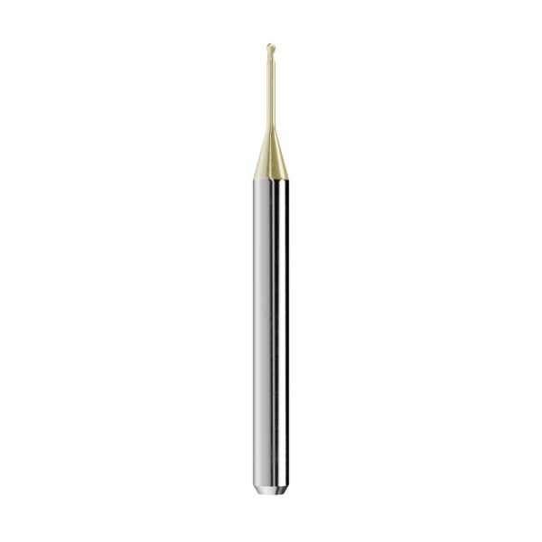 solid carbide ballnose end mill Ø1mm, optimized for machining zirconium oxide, PMMA