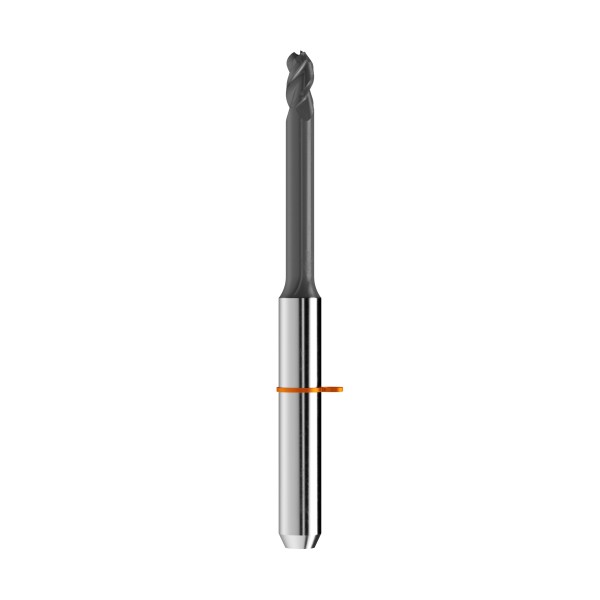 solid carbide ballnose end mill Ø2mm, optimized for machining zirconium oxide