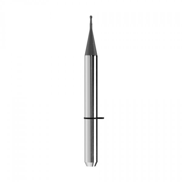 solid carbide ballnose end mill Ø0,6mm, optimized for machining zirconium oxide, PMMA, PEEK