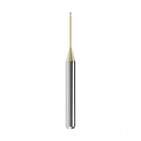 solid carbide ballnose end mill Ø1mm, optimized for machining zirconium oxide, PMMA