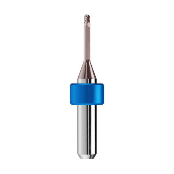 solid carbide ballnose end mill Ø2mm, optimized for machining CoCr, titanium