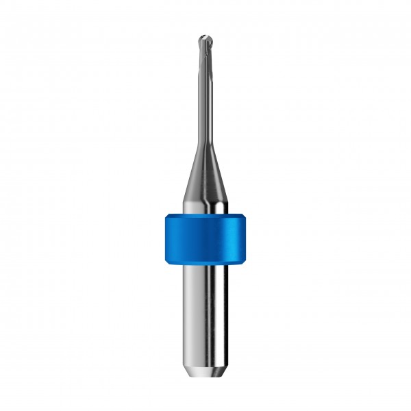 solid carbide ballnose end mill Ø2mm, optimized for machining CoCr, titanium