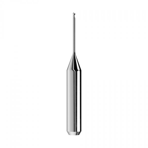 solid carbide ballnose end mill Ø1mm, optimized for machining zirconium oxide, PMMA, wax